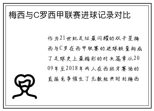 梅西与C罗西甲联赛进球记录对比